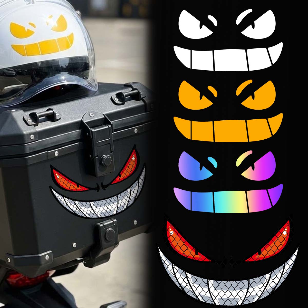 Scooter Helmet Set - JDM Demon Eyes Gengar Yansıtıcı Motosiklet