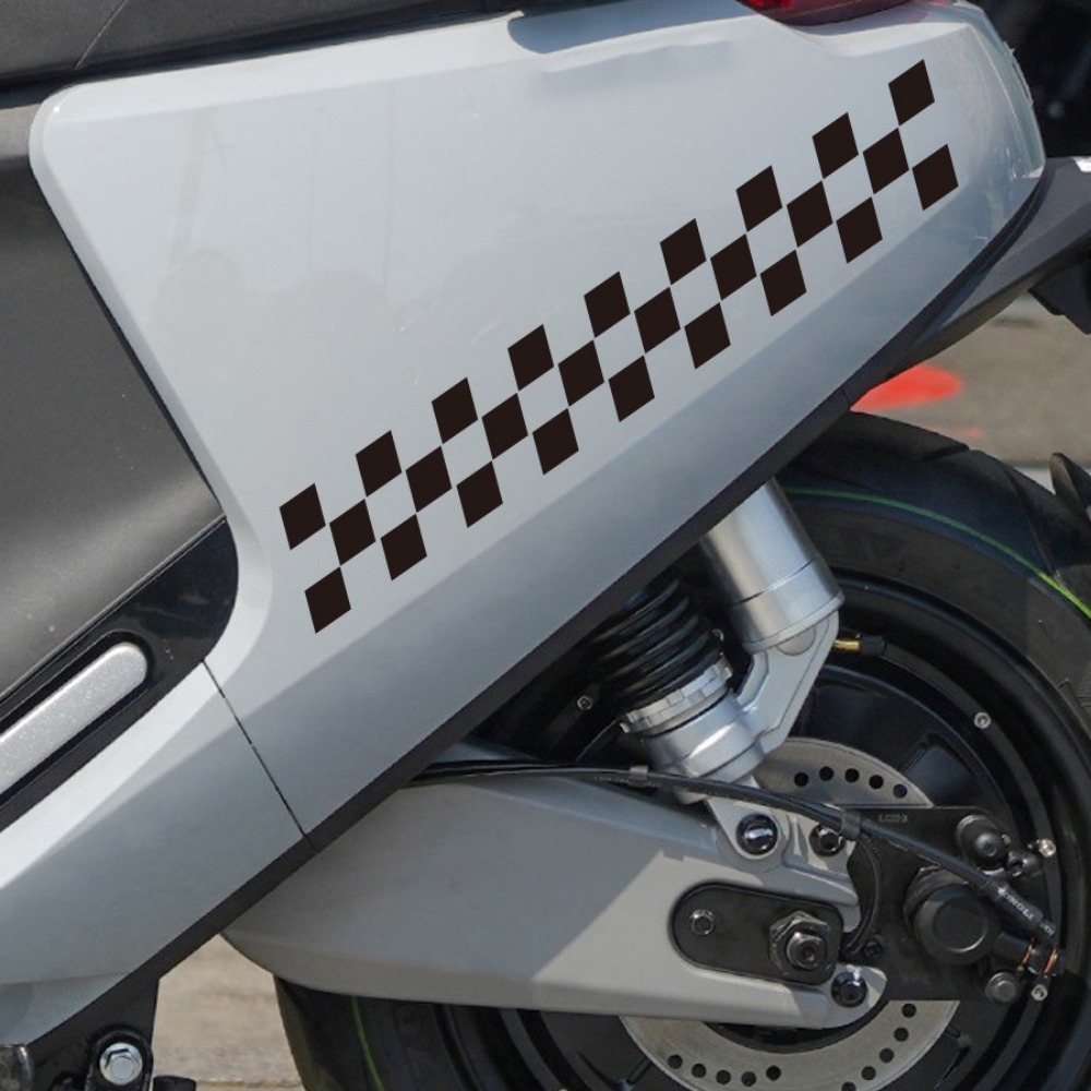 Scooter Helmet Set - 2 adet damalı bayrak motosiklet çıkartmaları